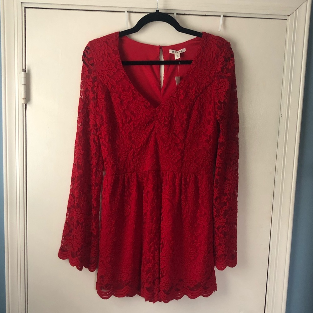 Red lace romper